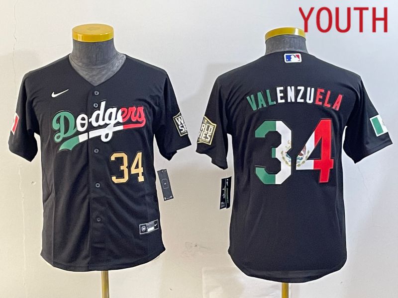 Youth Los Angeles Dodgers #34 Valenzuela Black Game 2024 Nike MLB Jersey style 10295